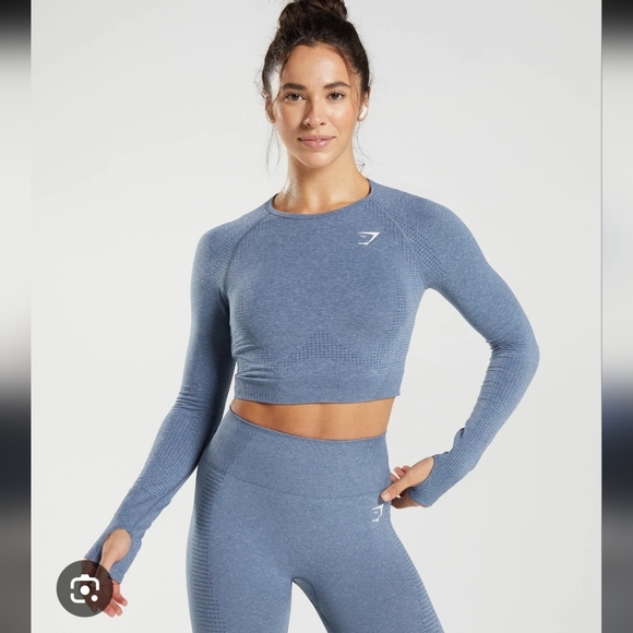 Gymshark Tops - Gymshark Vital Crop Top - Evening Blue Marl